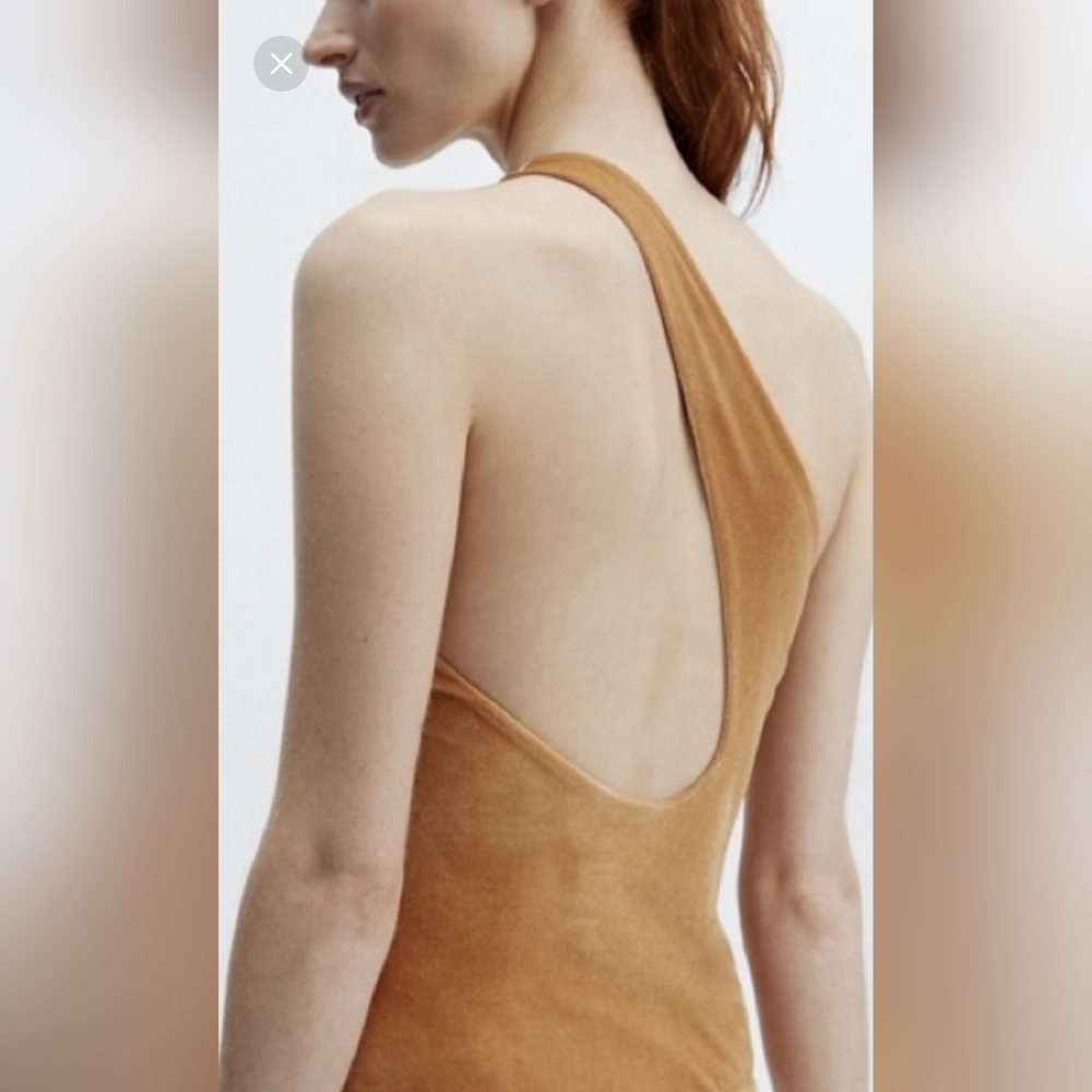 Fabletics Gigi velour bodysuit Gold Large Size 2X. - Picture 2 of 8